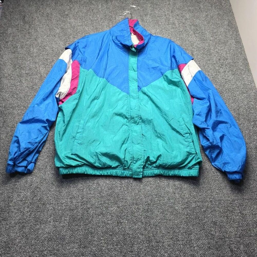 Vintage NIA Women’s Size 18/20 Colorblock Windbreaker Jacket 80s 90s Retro